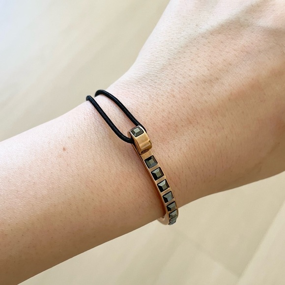 Swarovski Toby black rose gold elastic band bracelet bangle - Picture 2 of 5